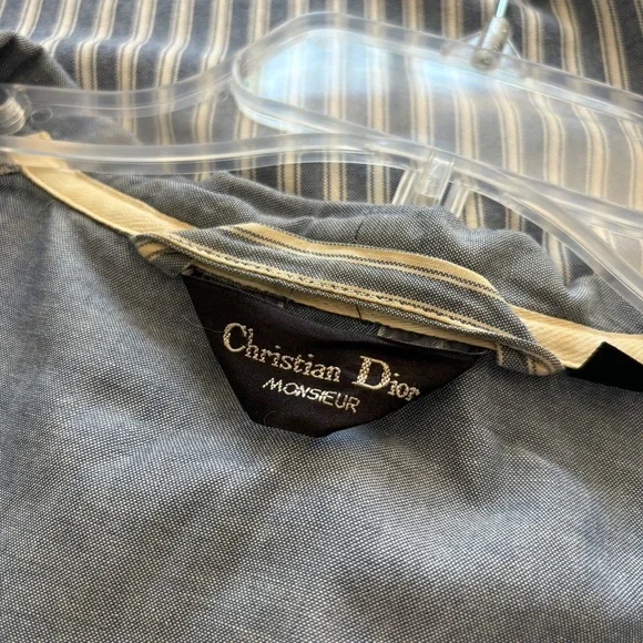 Vintage Christian Dior Monsieur Blue & White Striped Robe One Size - Picture 5 of 6